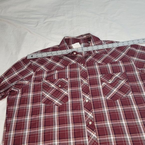 Wrangler Wrancher Men's Long Sleeve Button‎ Down Shirt Mens XL Plaid Pearl Snaps - Picture 4 of 9